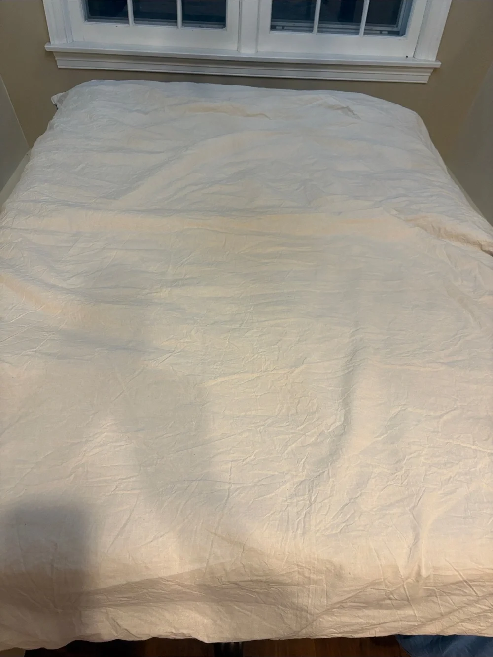 Handmade White and Blue Patchwork Quilt